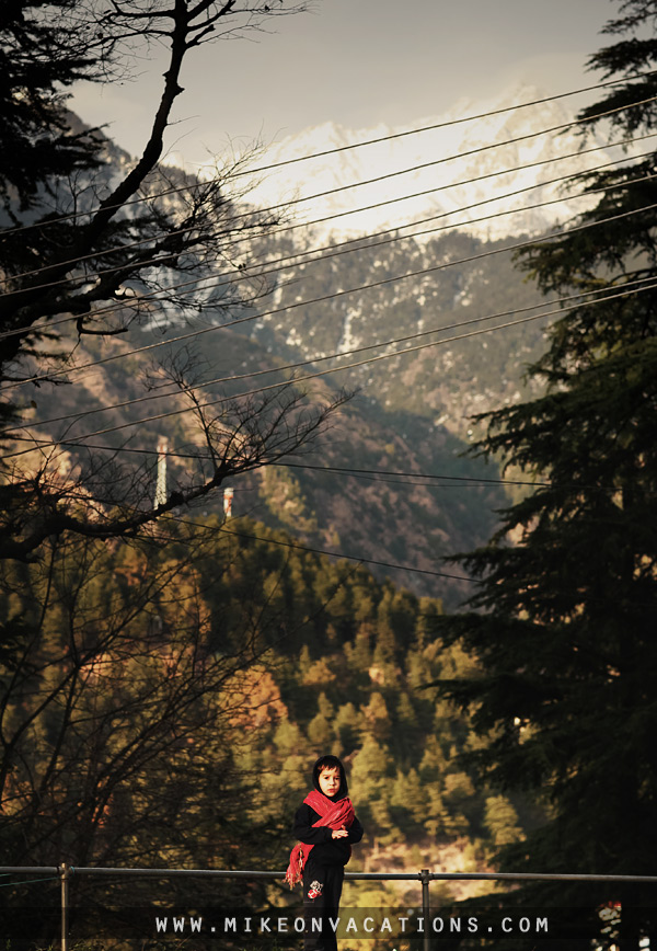 My child in the travel to the mountains with kids Himalayan landscape