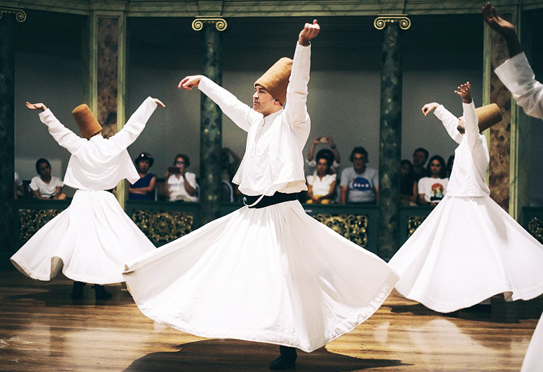 Watching a whirling dervish show in Istanbul Whirling dervish performance in Istanbul, cultural experiences for families