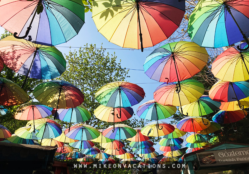 Walking under the umbrella street in Karaköy Umbrella street in Karaköy Istanbul, fun walks with kids