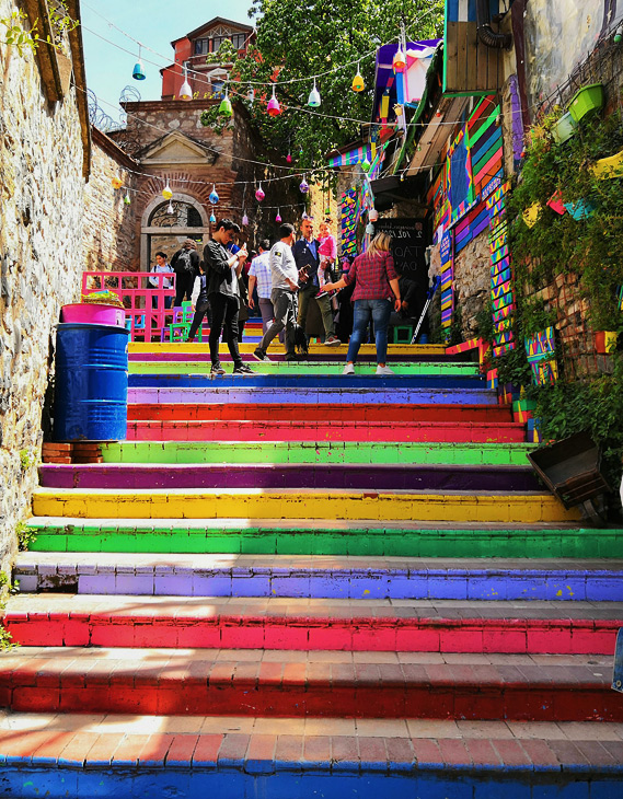 Explore the vibrant Fener and Balat steps with kids in Istanbul Colorful Fener and Balat steps, Istanbul family photo spot