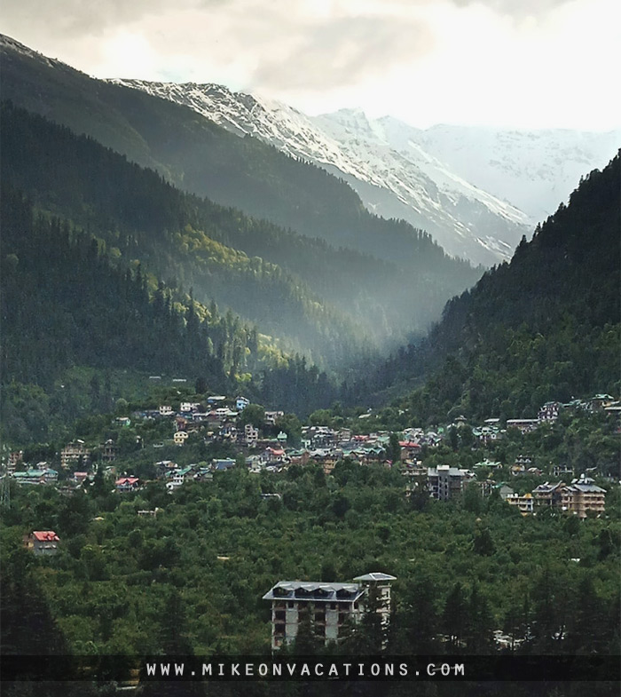 Old Manali view from river side Himalayas