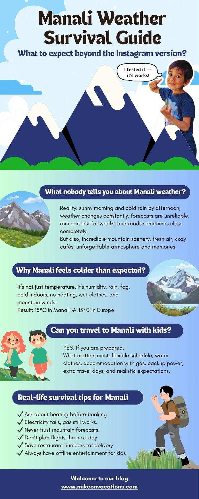 Manali weather survival guide infographic with travel tips