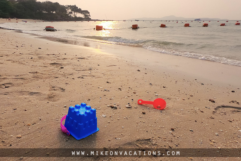 Building sandcastles at Cosy Beach Beach toys on the sand at Cosy Beach Pattaya