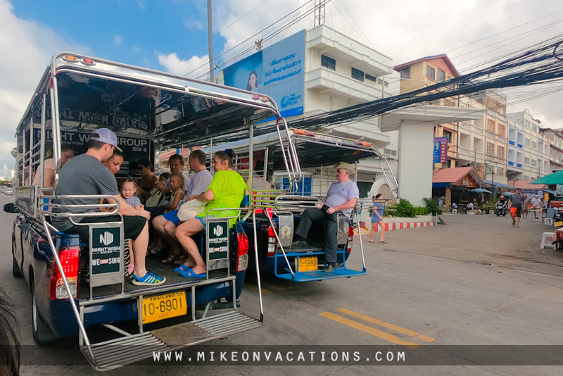 Inside a Pattaya Songthaew Inside a Pattaya songthaew with bench seats